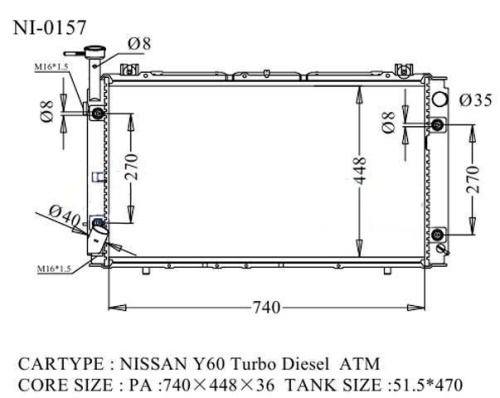 Радиатор NISSAN SAFARI NI-0157-36-AT-K (GSP)