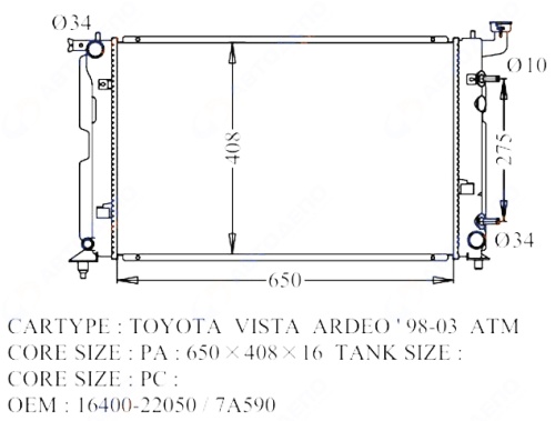 Радиатор VISTA 98-01 TO-0225-16-K (GSP)