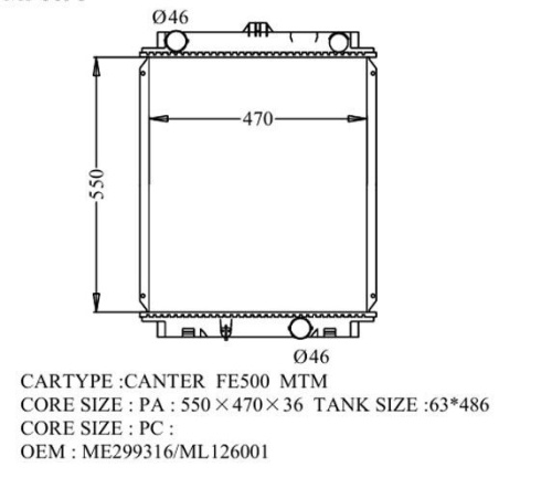 Радиатор MMC CANTER  95-99 (с рамкой) MI-0098-36 (AD) 